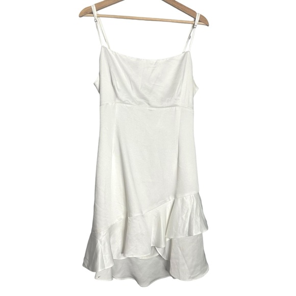 Lovers + Friends Sweetie Ruffle Satin Slip Dress in White NEW Size XL - Picture 2 of 6